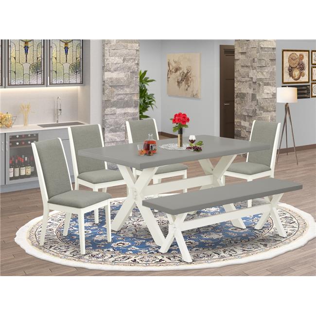 6 Piece X-Style Fashionable Modern Dining Table Set - Linen White ...