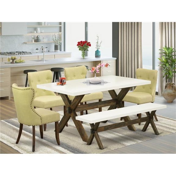 6 Piece X-Style Kitchen Dining Set - Distressed Jacobean