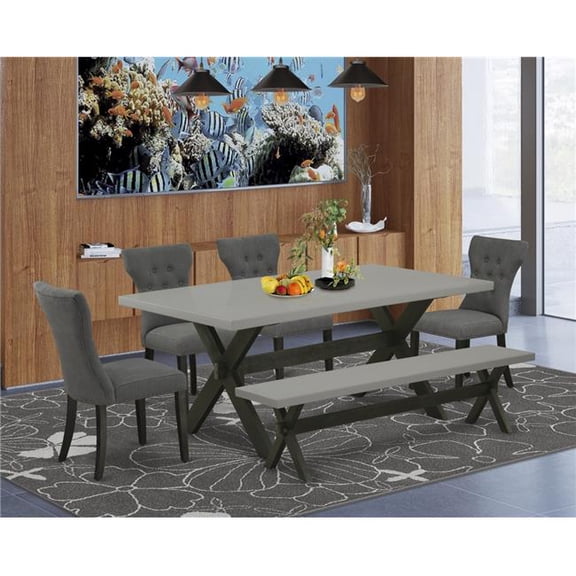 6 Piece X-Style Kitchen Table Set - Dark Gotham Gray