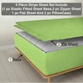 thumbnail image 1 of 6 Piece Sheet has Zipper Sheet Set, California King Size 21 Inch Deep Pocket, 800 TC, Stripe Sage Color., 1 of 9
