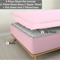 thumbnail image 1 of 6 Piece Sheet has Zipper Sheet Set, Olympic Queen Size 10 Inch Deep Pocket, 800 TC, Solid Light Pink Color., 1 of 9