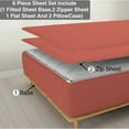 thumbnail image 1 of 6 Piece Sheet has Zipper Sheet Set, Queen Size 10 Inch Deep Pocket, 800 TC, Solid Brick Red Color., 1 of 9