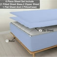thumbnail image 1 of 6 Piece Sheet has Zipper Sheet Set, Queen Size 12 Inch Deep Pocket, 800 TC, Solid Light Blue Color., 1 of 9