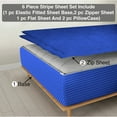 thumbnail image 1 of 6 Piece Sheet has Zipper Sheet Set, Twin Size 15 Inch Deep Pocket, 800 TC, Stripe Royal Blue Color., 1 of 9