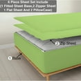 thumbnail image 1 of 6 Piece Sheet has Zipper Sheet Set, Twin Size 21 Inch Deep Pocket, 800 TC, Solid Sage Color., 1 of 9