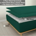 thumbnail image 1 of 6 Piece Zipper Sheet Set, Full Size 6 Inch Deep Pocket, 800 TC, Solid Teal Green Color., 1 of 9