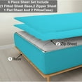 thumbnail image 1 of 6 Piece Zipper Sheet Set, Queen Size 6 Inch Deep Pocket, 800 TC, Solid Turquoise Blue Color., 1 of 9