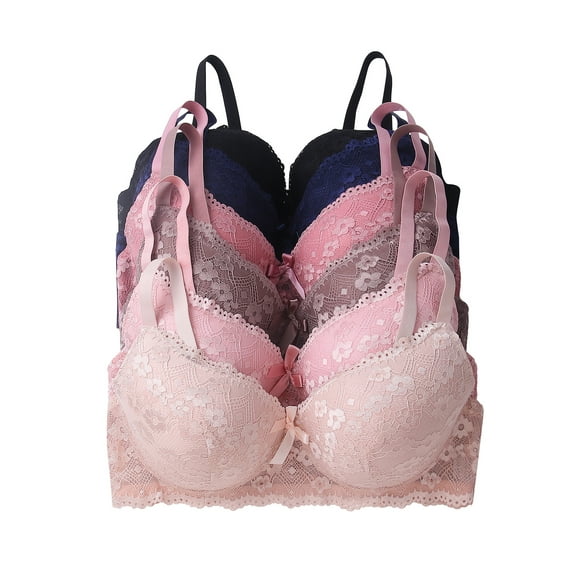 6 Piecec Full Cup/Demi Wired Gentle Pushup Push Up Bra B/C (40B)