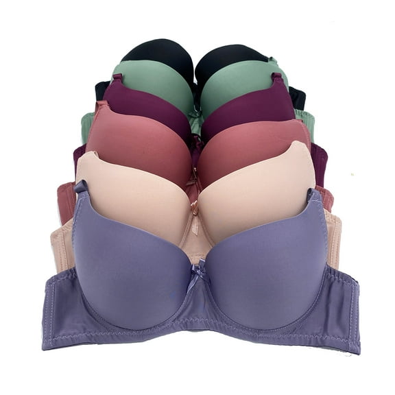 6 Piecec Full Cup Pushup Underwired Push Up Bra B and C Cup (32B)
