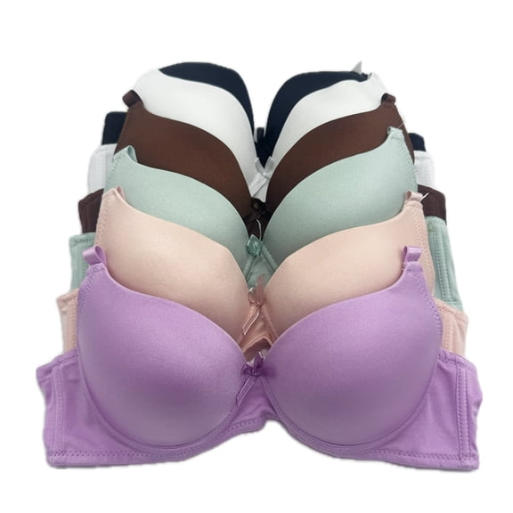 6 Piecec Full Cup Pushup Underwired Holiday Gift Push Up Bra B and C Cup