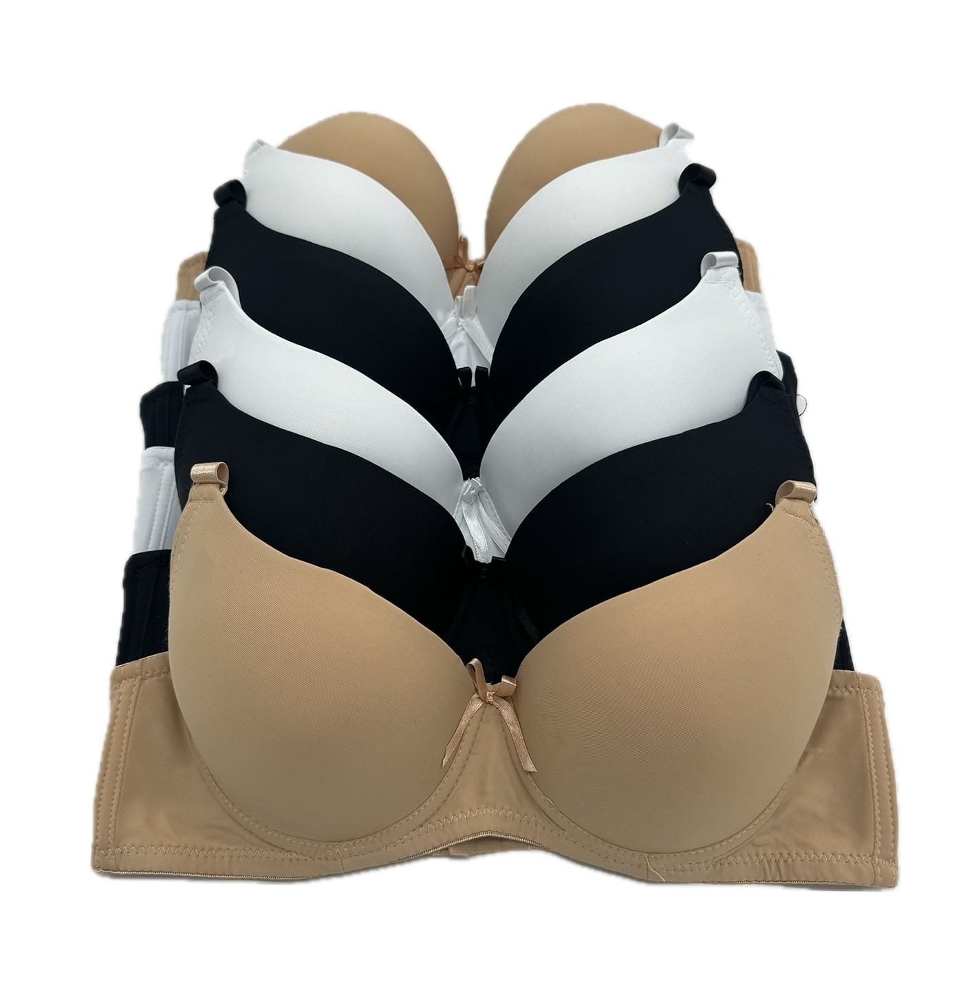 6 Piecec Full Cup Pushup Underwired Push Up Bra B and C Cup (38C)