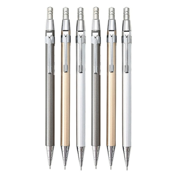 6 Pieces 0.5mm Automatic Pencils Sketching Pencils Metal Mechanical Pencils Practical Drawing Pencils for Smooth Writing