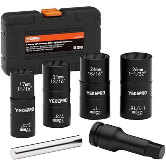 6-Pieces 1/2" Drive Filp Extractors Set, Double Ended Lug Nut Removal Tool & Impact Socket Set for Removing Rounded, Rusted Bolts Nuts & Screw$$Tools & Hardware Other