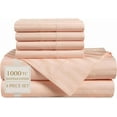 thumbnail image 1 of 100% Egyptian Cotton Sheets King Size Pack - Damask Stripe - Veiled Rose - 1000 Thread Count - Ultra Smooth Sateen Weave Bed Sheets Pack with 15" Deep Pockets - 6 Pieces, 1 of 1