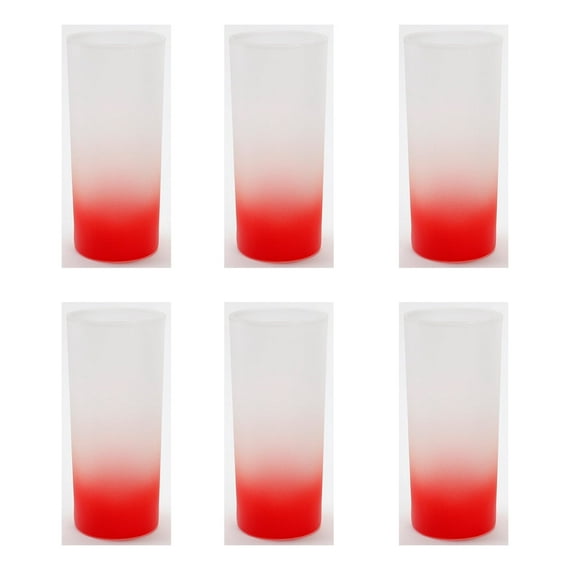 6 Pieces 10oz Colored Bottom Gradient Color Frosted Glass Red 14cm x 6cm Sublimation Blank Heat Transfer Printing Dye