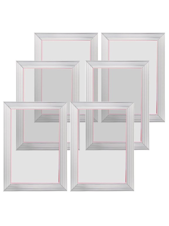 6 Pieces 10x14 Inch Aluminum Silk Screen Printing Frames Kit with 110 Count High Tension Nylon Mesh and Sealing Tape for T Shirts DIY Printing