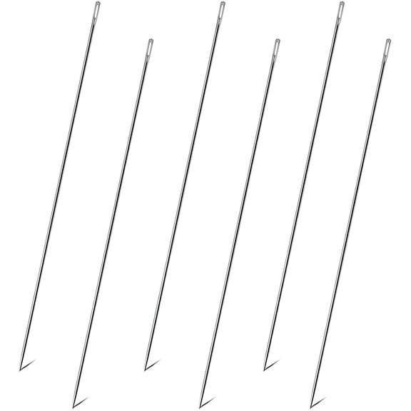 6 Pieces 12 Inch Upholstery Needles Long Straight Hand Sewing Needles Large Eye Stitching Needles for Home Upholstery Webbing Carpet Leather Canvas Repair Arts Crafts Projects