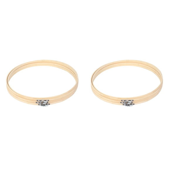 6 Pieces 14 Inch Embroidery Hoops Wooden Round Adjustable Bamboo Circle Cross Hoop Ring for Art Craft Sewing