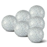 6 Pieces 2.4 Inch Mosaic Sphere Balls Decorative Glass Balls Decorative Orbs Table Centerpiece Balls Round Glass Ball Bowl Filler for Bowls Vases Dining Coffee Table Decor Silver