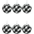 thumbnail image 1 of 6 Pieces 2.76in Christmas Hanging Ball Ornaments Black and White Buffalo Plaid Xmas Ball Christmas Tree Hanging Ornaments Hanging Crafts for Party Decoration, 1 of 7