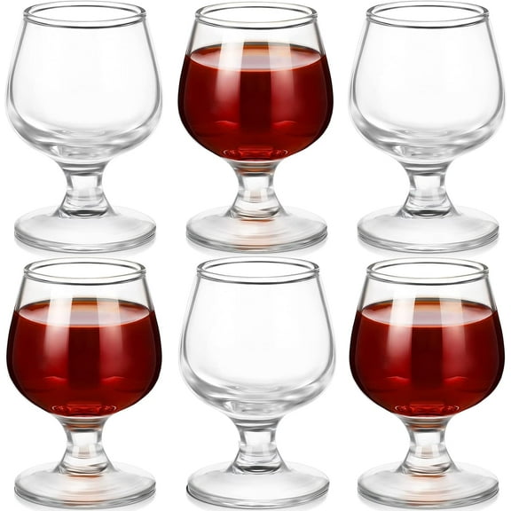 6 Pieces 2 Oz Mini Shot Glass Set for Whiskey, Brandy, Tequila Clear Tasting Glasses, Snifters, Cordial and Sherry Glasses