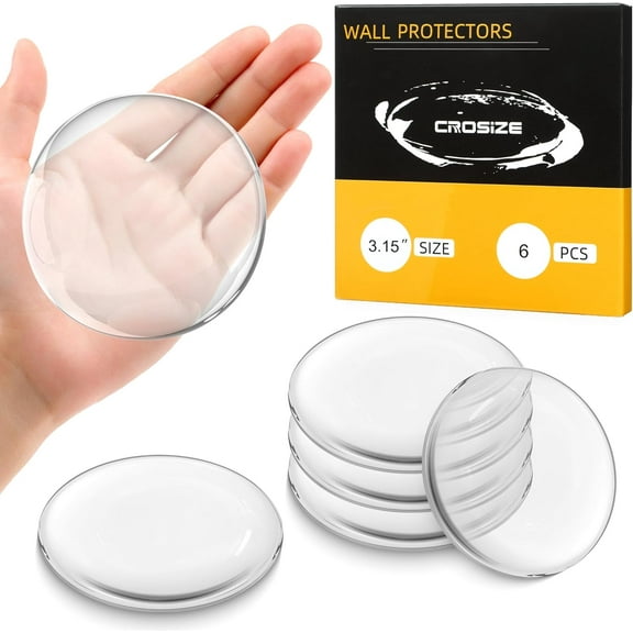 6 Pieces 3.15" Clear Door Stoppers for Wall, No-Falling Door Knob Wall Protectors, Strong Adhesive Door Bumpers