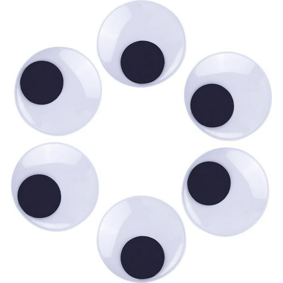 6 Pieces 4 Inches Large Self Adhesive Eyes Plastic Black White Round Googly Wiggle Google Eyes Sticker for Art Craft Supplies Sewing Making Scrapbooking DIY Crafts Pack Decoration Black
