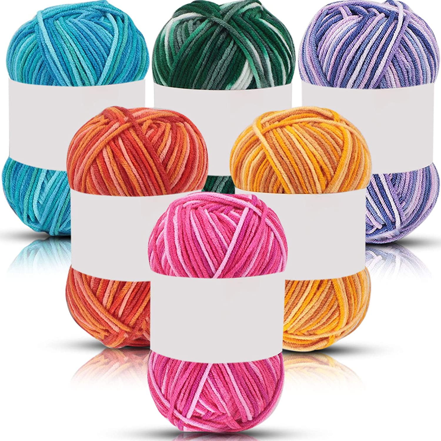 6 Pieces 50 g Crochet Yarn Multi-Colored Acrylic Knitting Yarn Hand  Knitting Yarn Weaving Yarn Crochet Thread (Orange Red, Dark Green, Purple  White