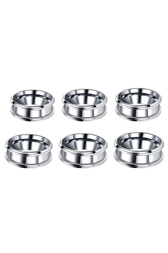 6 Pieces 6 Sizes Stylish Blanks Rings Unique Grooved Finger Rings Set Rings Materials Perfect for Jewelry Making