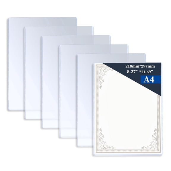 6 Pieces 8.2" x 11.6" A4 Sized Rigid Print Protectors, Clear Hard Plastic Sheet Protectors, Top Loading Plastic Paper Sleeves Cover for Photo Posters Birth Certificates Menu Document Holder