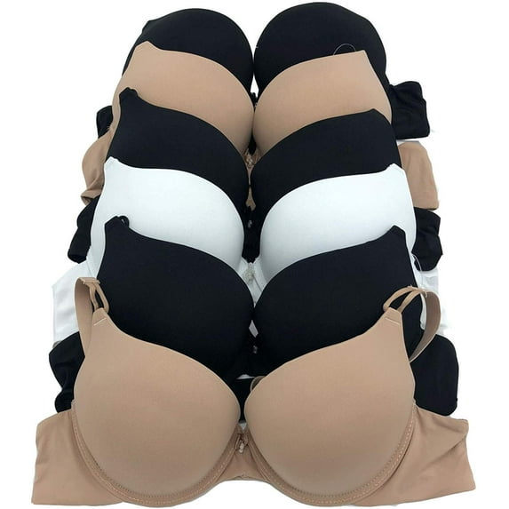 6 Pieces ADD 1 Cup Lace Polka Dot Wired Double Pushup Push Up Bra B/C (38B)