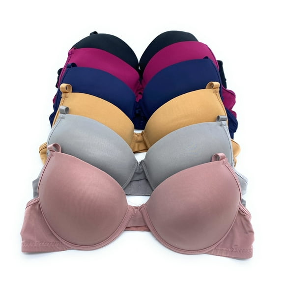 6 Pieces ADD 1 Cup Push Up Lace Full Cup Wired Double Pushup Bra A/B/C