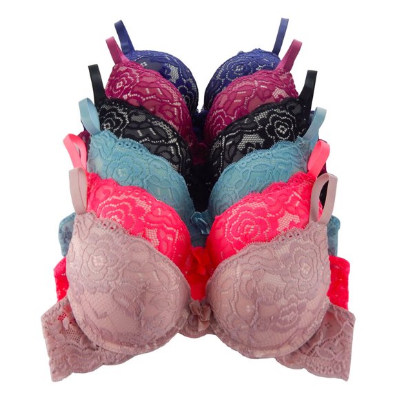 6 Pieces ADD 2 Cup Maximum Lift Boost Cup Double Push Up Bra B/C (36B)
