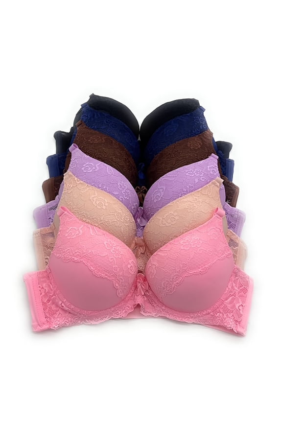 6 Pieces ADD 2 Cup Maximum Lift Boost Cup Double Push Up Bra B/C (36B)
