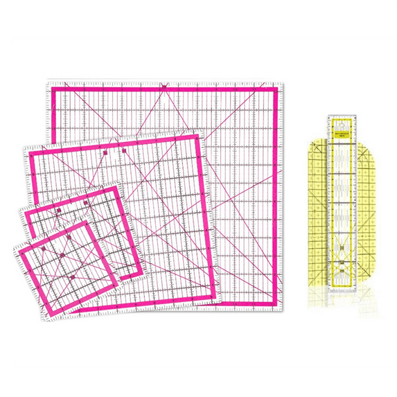 6 Pieces Acrylic Quilting Rulers Square Fabric Cutting Ruler with Clear Mark Ironing for Craft