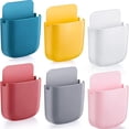 thumbnail image 1 of 6 Pieces Adhesive Remote Control Holder Wall Mount Media Storage Box Sticky Organizer for Phone Remote Control, Office Home School Use (Red, Yellow, Blue),GTICPHYJ, 1 of 7