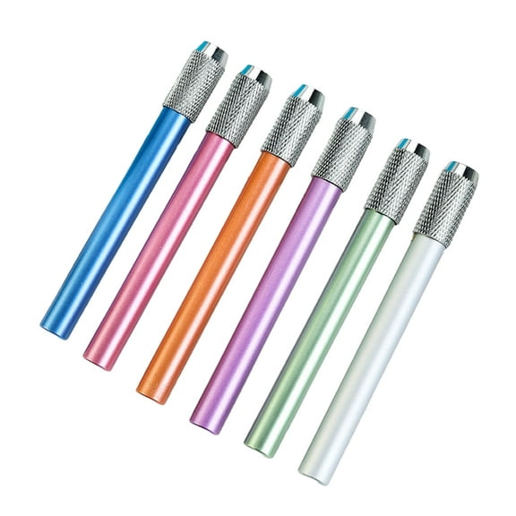 6 Pieces Aluminum Pencil Lengthener Assorted Colors Metal Pencil Extender Holder for Colored Pencils in Regular Size