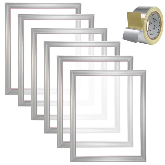 Screen Printing Kit 6 Pieces, 18 x 20 in Aluminum Silk Screen Printing Frames with 160 Count High Tension Nylon Mesh and Sealing Tape for T-Shirts, Fabric, Paper, Wood, Glass and DIY Printing
