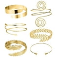 thumbnail image 1 of 6 Pieces Arm Upper Arm Band Bracelet Bangle for Women Silver Gold Adjustable Armband Set, 1 of 9