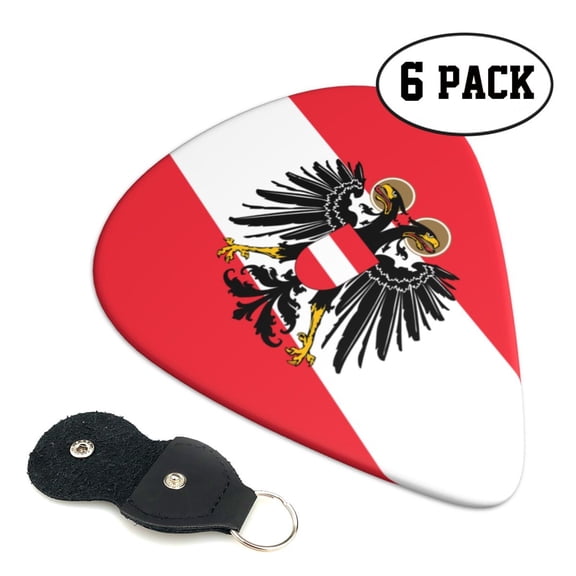 6 Pieces Austrian Flag Guitar Picks for Guitar Bass Music Instruments with 1 Pick Leather Pick Holder