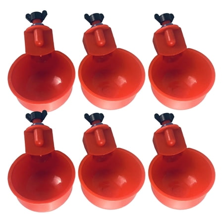 6 Pieces Automatic Chicken Waterer Cup Red Improve Breeding Efficiency Durable