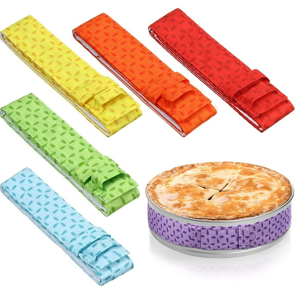 6 Pieces Baking Strips Colorful Bake Even Strip, Cake Pan Strips, Absorbent Thick Cotton Cake Strips, Baking Tray Protection Strap, Baking Warp for Clean Edges Baking