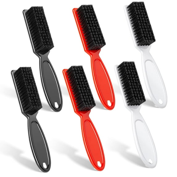 6 Pieces Barber Blade Cleaning Brush, Clipper Cleaning Brush Trimmer Cleaning Brush, Hair Styling Nylon Brush for Men (Black Red White)
