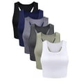 thumbnail image 1 of 6 Pieces Basic Cotton Crop Tank Tops Sleeveless Racerback Sports Tops Workout Yoga Crop Tops for Women, 1 of 4