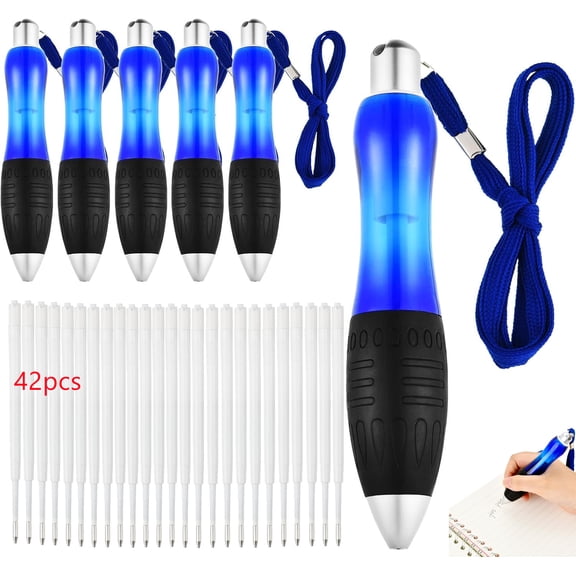 6 Pieces Big Fat Pens Heavy Weighted Short Ballpoint Pens with Hanging Rope Large Wide Grip for Arthritis, Hand Pain, Parkinson, Tremor, Carpal Tunnel