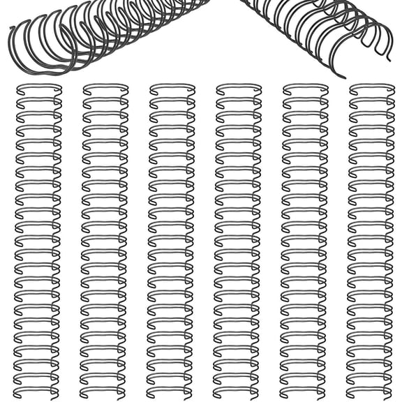 6 Pieces Binding Wire Twin Loop Spines Double 1 Inch Cinch Diameter 23 Holes for Teacher Student Document Notebook Making(Black)