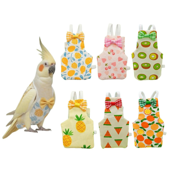 6 Pieces Bird Diapers, Washable Reusable Parrots Nappy with Waterproof Inner Layer Soft Small Pet Birds Flight Suit for Budgie Parakeet Cockatiel