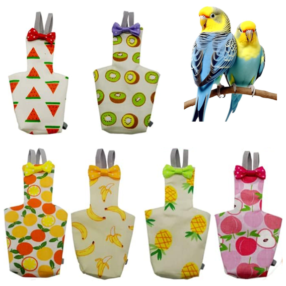 6 Pieces Bird Diapers, Washable Reusable Parrots Nappy with Waterproof Inner Layer Soft Small Pet Birds Flight Suit for Budgie Parakeet Cockatiel