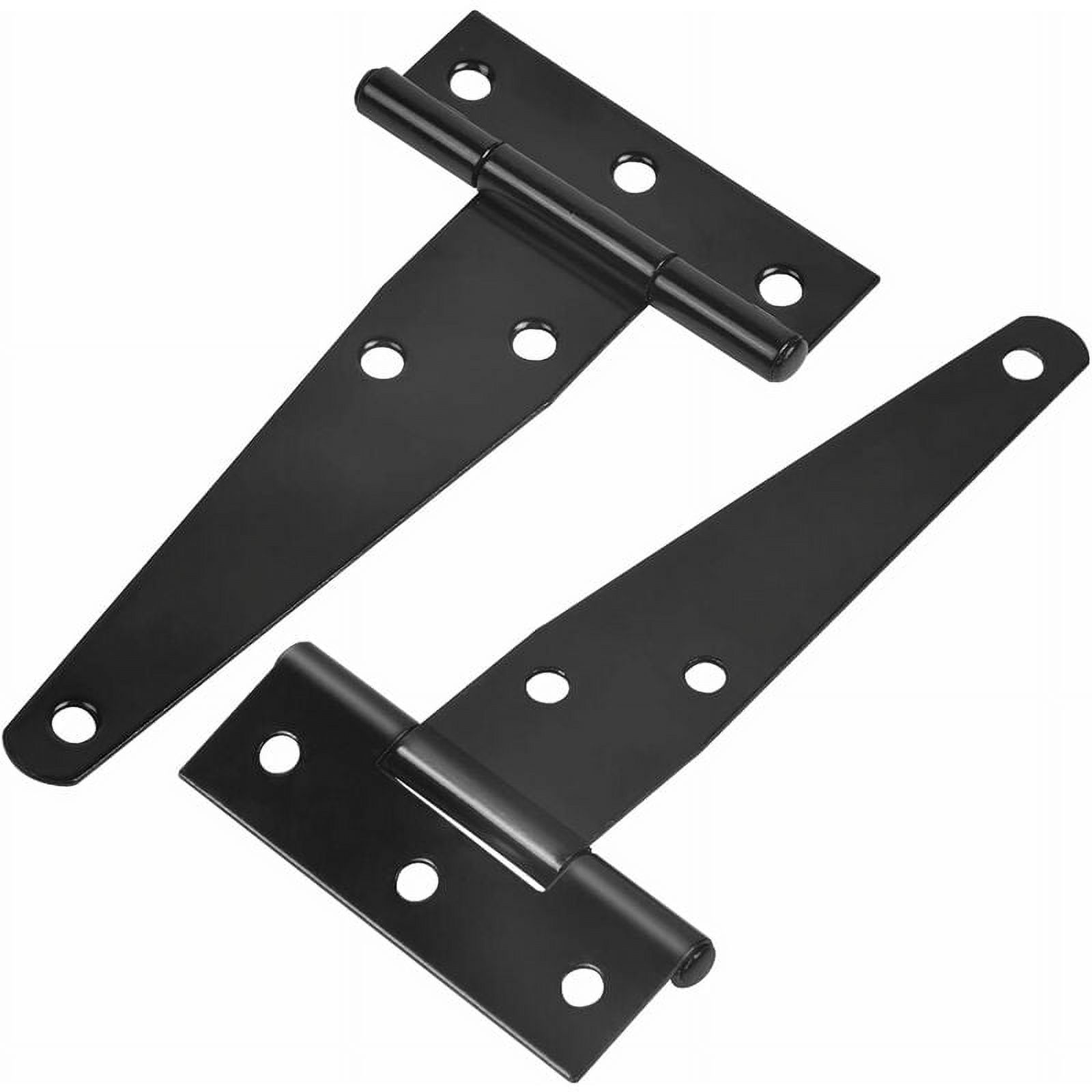 6 Pieces Black Door T Hinges with Screws, 2 Inch T Strap Hinges, Barn