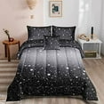 thumbnail image 1 of 6 Pieces Black Grey Glitter Sparkles Comforter Set Size Galaxy Starry Sky Bedding Sets 6Pcs Bed in A Bag for Kids Teen Girls Ultra Soft All-Season Girls Comforter Set DJT-GB5001, 1 of 6